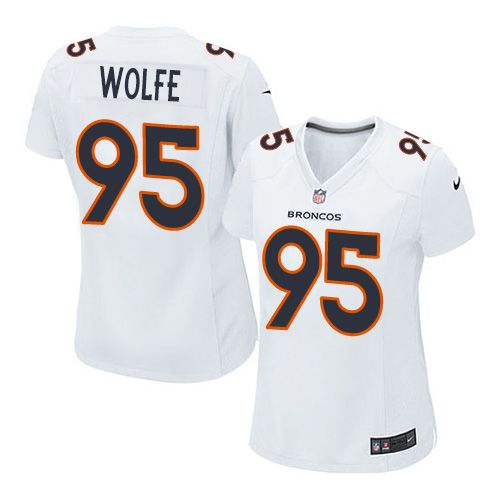 Nike Broncos #95 Derek Wolfe White Women's Stitched NFL Game Event Jersey